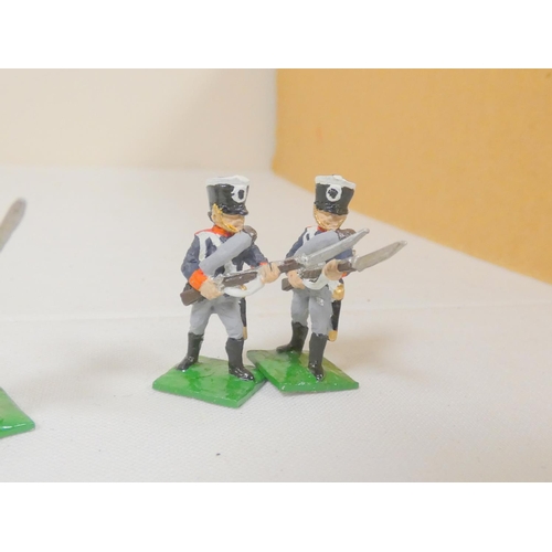 144 - A collection of fine cast miniature lead painted figures relating to the Napoleonic Wars to include ... 