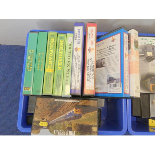 452 - Three boxes of railway enthusiast videos to include B&R Southern Steam Finale, Vol I & II of... 