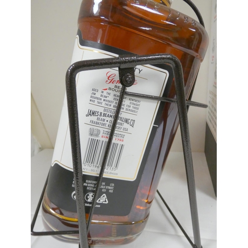 59 - 4.5litre bottle of JIM BEAM Kentucky straight Bourbon whiskey, boxed with pourer and on metal swing ... 