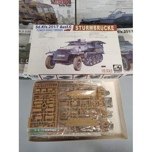 104 - ARV Club. Five boxed 1:35 scale model construction kits to include AEC Matador AF35236, Churchill MK... 