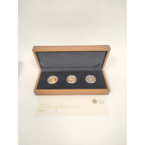 311 - United Kingdom. Royal Mint Limited edition 2011 Gold Proof Sovereign Triple Set comprising of a sove... 