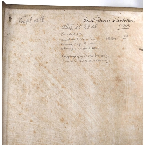 100 - SELENUS GUSTAVUS (Duke of Brunswick-Luneburg), Gustavi Seleni Cryptomenytices et Cryptographiæ ... I... 