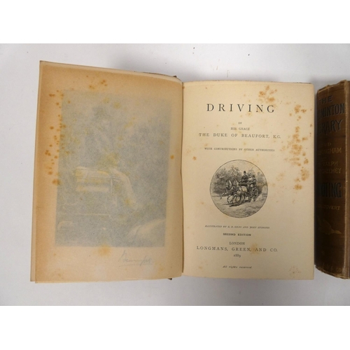 12 - The Badminton Library.  Vols. re. Driving & Shooting (vol. 1). Illus. in orig. pict. cloth.  (2)... 