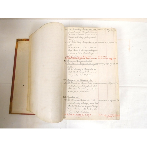 39 - North British Railway Acts.  4 folio vols. of acts relative to the N.B.R., with manuscript... 