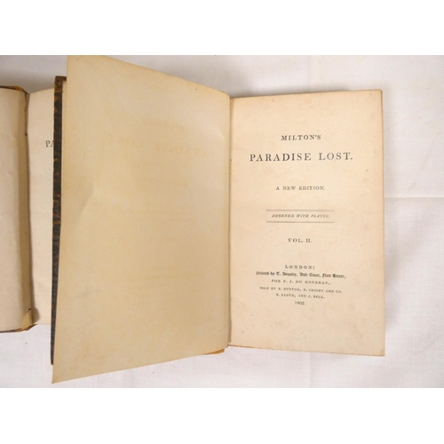 90 - MILTON JOHN.  Milton's Paradise Lost. 2 vols. Eng. plates. Rebacked calf. A New Edition, 1802; also ... 