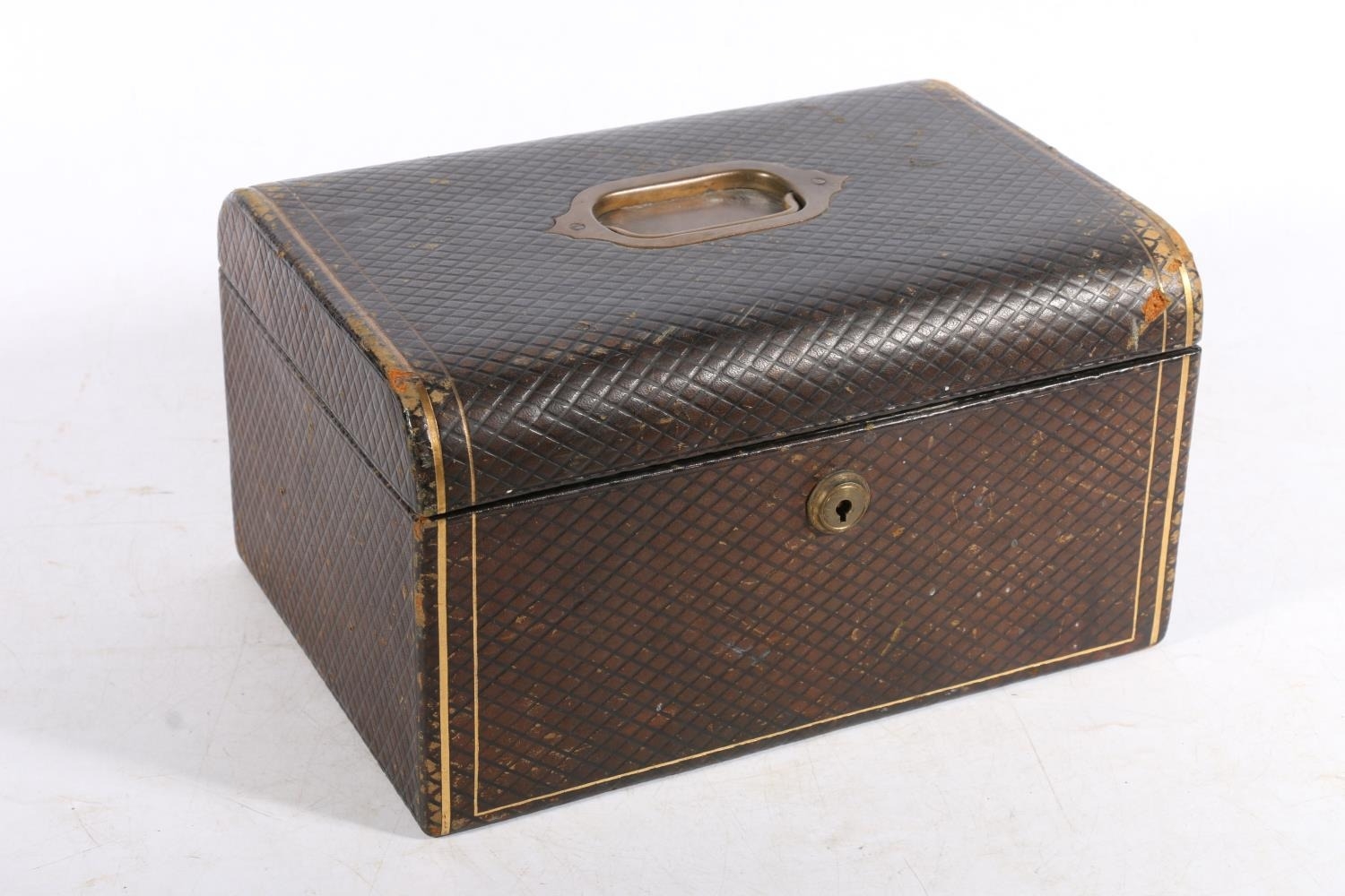 Victorian leather clad travelling jewellery box.