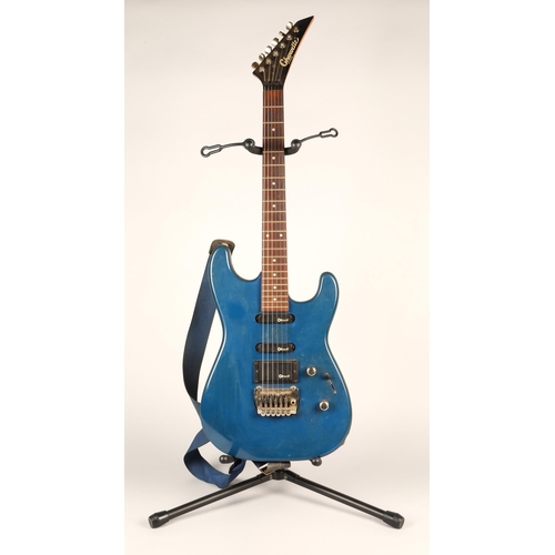 315A - Charvette Charvel  blue electric guitar, With metal plate on back 'Charvette by Charvel 9051073... 