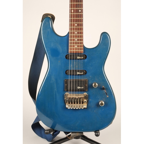 315A - Charvette Charvel  blue electric guitar, With metal plate on back 'Charvette by Charvel 9051073... 