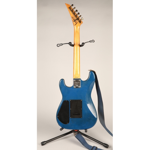 315A - Charvette Charvel  blue electric guitar, With metal plate on back 'Charvette by Charvel 9051073... 