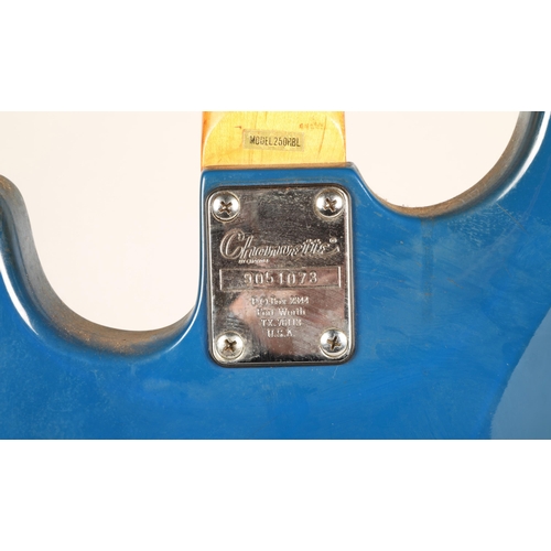 315A - Charvette Charvel  blue electric guitar, With metal plate on back 'Charvette by Charvel 9051073... 