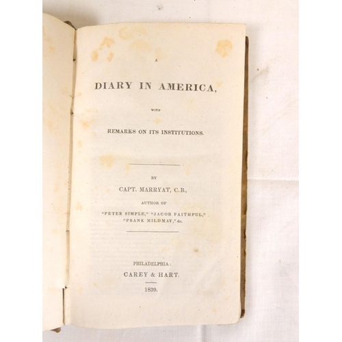 268 - MARRYAT CAPT.  A Diary in America With Remarks on Its Institutions. Orig. cloth backed brd... 