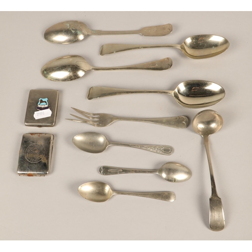 147 - Assorted plated silver and white metal including two vesta cases, Wembley 1924 and Native American c... 