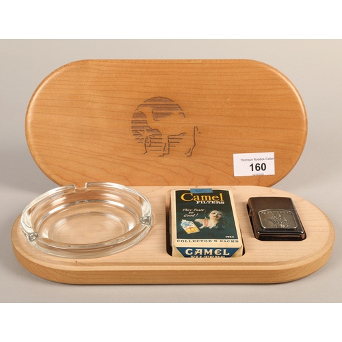 160 - Camel Cigarettes retro collectors set 1934 including ash tray and Zippo lighter in wooden presentati... 