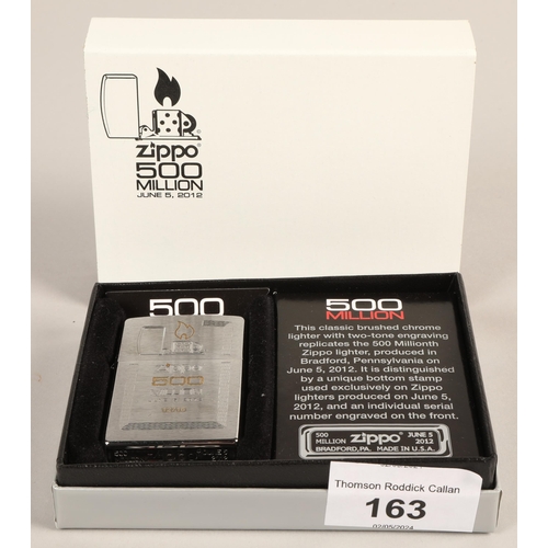 163 - Zippo '500 Million June 5 2012' special edition lighter, serial no. 12716 in box