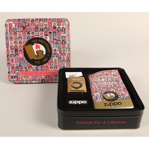 167 - Zippo 'Friends for a Lifetime' 1932-2002 70th Anniversary special edition lighter in tin