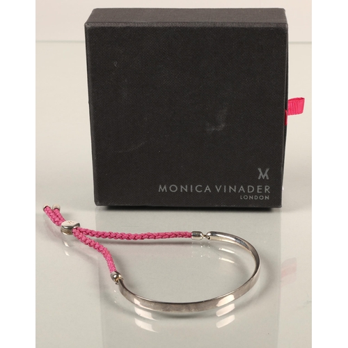 64 - Monica Vinader silver and fuchsia pink rope bracelet