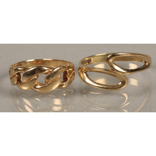 107 - Two 9ct gold rings, size I and M, gross weight 3.4g