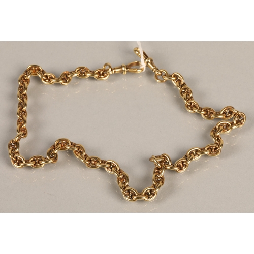 125 - 18ct gold belcher watch chain 42cm long, each link hallmarked, 42 grams