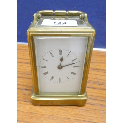 133 - Small brass vintage carriage clock