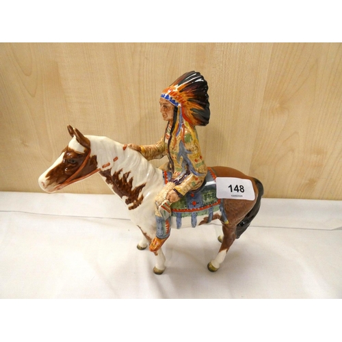 148 - Beswick, Indian Chief on a Pony (modern black Beswick mark).