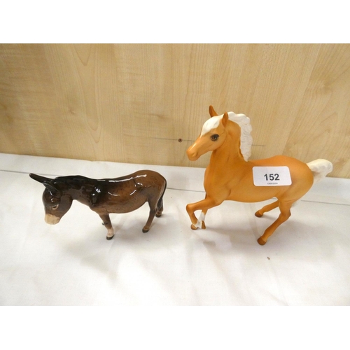 152 - Beswick bisque Palomino and Beswick Donkey.