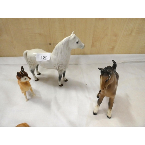 157 - Three Beswick figures, Bambi, Welsh Dapple Grey and Foal.