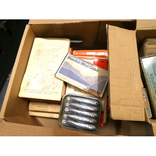 73 - Box of various to include folding maps, tins etc.