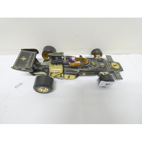 89 - Large James Hunt JP's Lotus Formula 1 car die cast.