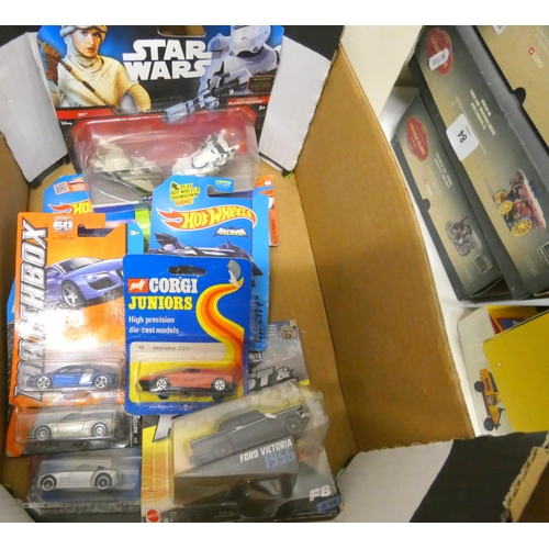 97 - Box of hot wheels diecast to include Batman and Star Wars.