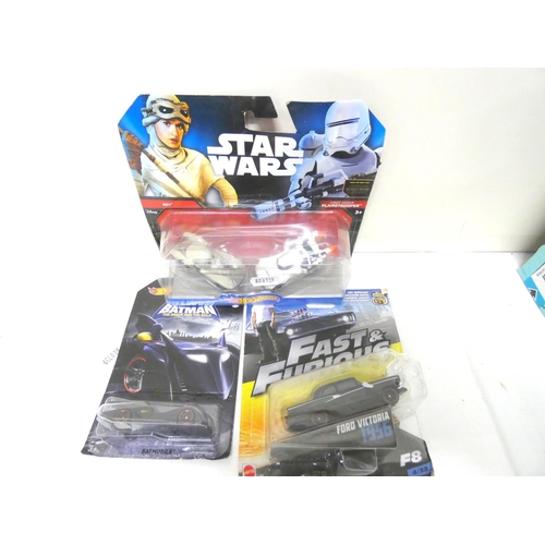 97 - Box of hot wheels diecast to include Batman and Star Wars.