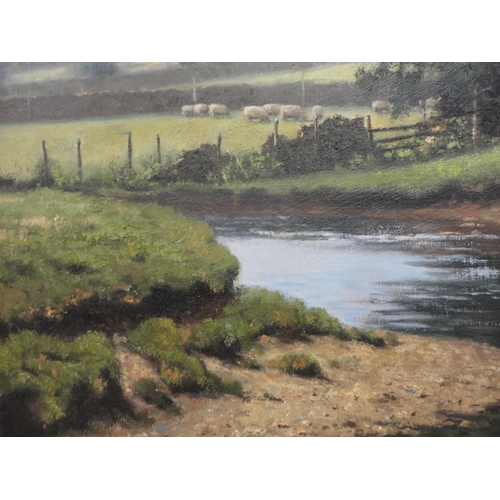 117 - Peter SymondsRural landscapeSigned, oil on canvas, 39cm x 59cm, in gilt frame.... 