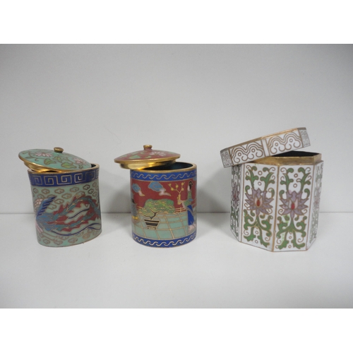 121 - Miniature cloisonné jars and covers, trinket boxes, Chinese famille rose and other small teap... 