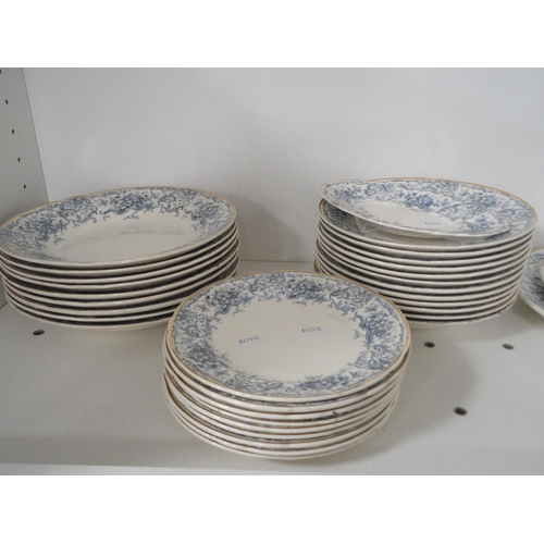 137 - Late Victorian/Edwardian Albany blue and white part dinner set to include tureens, ashets etc (one s... 