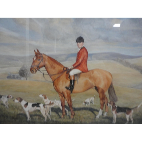 138 - Judith StowellHuntsman chasing a foxSigned, watercolour, also Duke of Buccleuch Hunt and other ... 