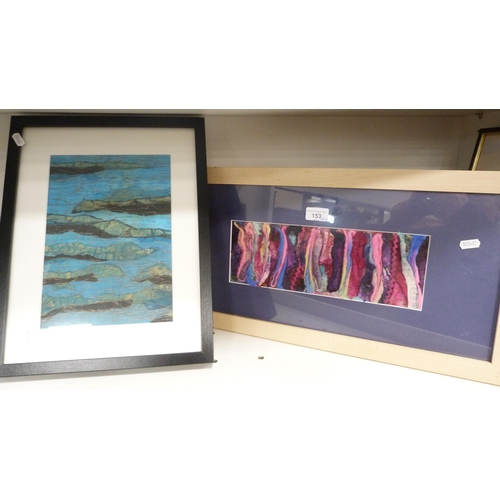 153 - Abstract and other pictures to include Lynn Kerr, Solway Rocks by Alison Corfield, tiled abstract by... 