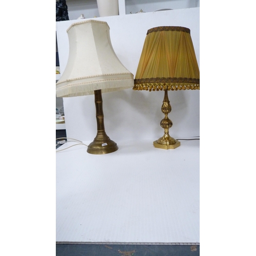 169 - Large modern brass-effect table lamp and shade, and another.  (2)