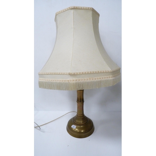 169 - Large modern brass-effect table lamp and shade, and another.  (2)