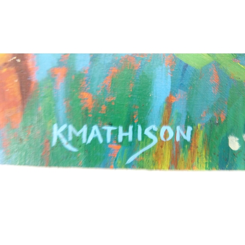 174 - Karen Mathison-Schmidt'Edge of the Canyon'Signed and dated 2005, acrylic on canvas, another by the s... 