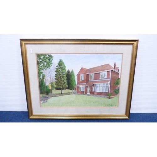 18 - AG PhillipsRiver landscape sceneWatercolour, a modern watercolour depicting a house and garden by PA... 