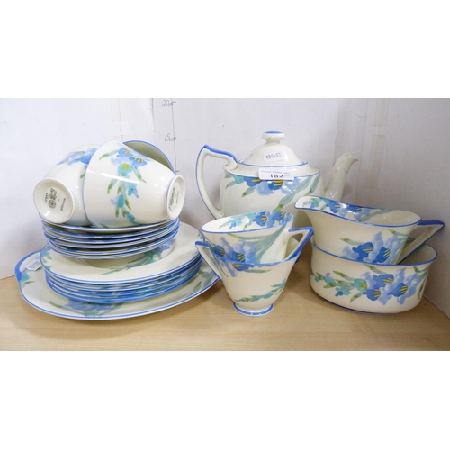 182 - Art Deco-style Royal Doulton part tea set and a similar Art Deco-style Royal Doulton trio.