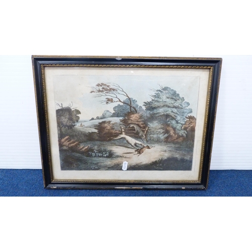 20 - Pair of Victorian hunting prints in ebonised frames, others to include other hunting and sporting pr... 