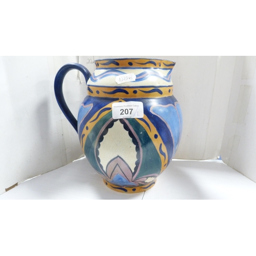 207 - Carlton Ware Handcraft Art Deco-style jug (a/f) and a Chinese famille verte ginger jar decorated wit... 