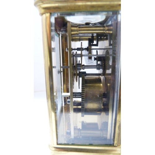 208 - Brass carriage clock.