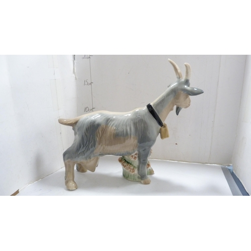 209 - Large Royal Doulton character jug, 'Merlin', and a figure of a goat.  (2)