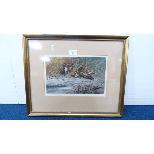 21 - After Archibald ThorburnSnipePencil signed print, also a group of various bird prints.  (10)... 