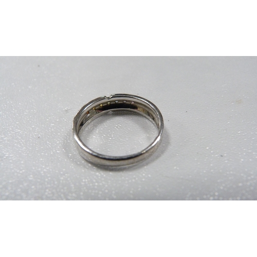 249 - 9ct white gold gem-set half eternity-style ring, 3g gross.