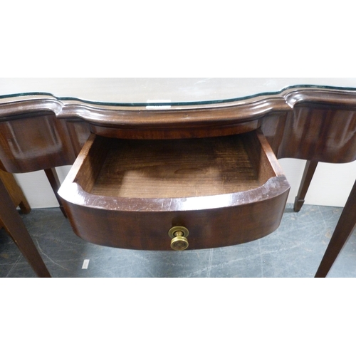 282 - Victorian shaped mahogany hall table with single drawer.