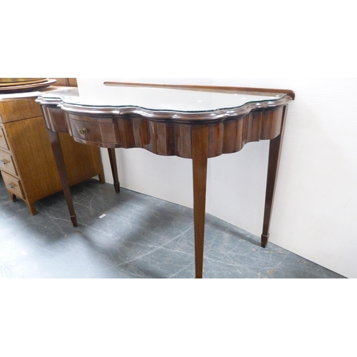 282 - Victorian shaped mahogany hall table with single drawer.