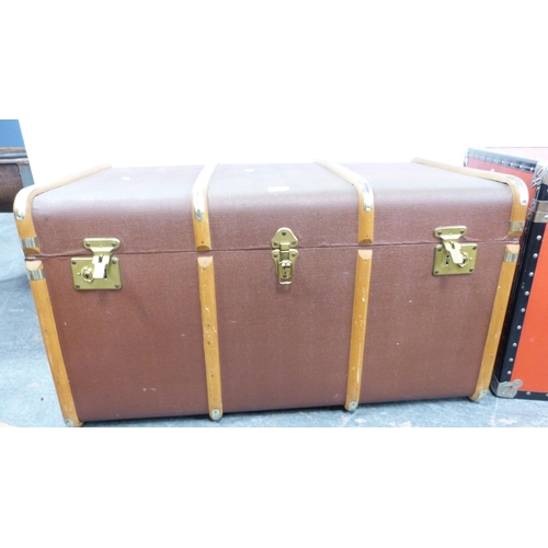 289 - Wood-bound travel trunk and another trunk.  (2)