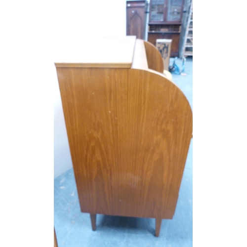 295 - Retro teak cylinder bureau.